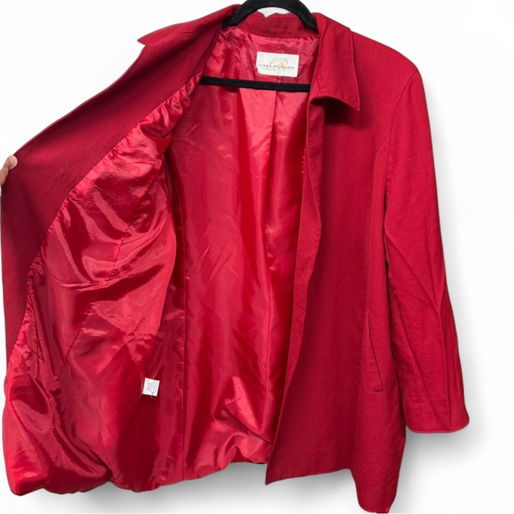 Linda Richards Vintage Red 100% Wool Coat - Women's Size 12 - Picture 6 of 8